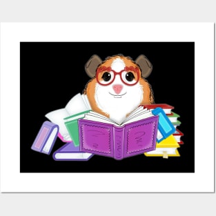 Guinea pig, book nerd love reading glasses Posters and Art